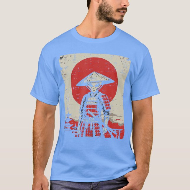 Camiseta Japanese Alien Warrior Samurai Katana UFO Art Wome (Anverso)