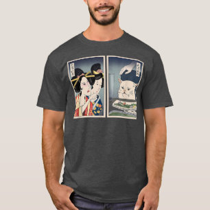 Camiseta Japanese Angry Lady Yelling At Confused Cat At Din