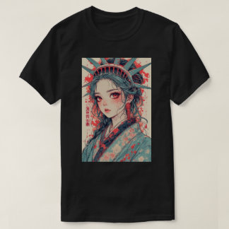 Camiseta Japanese Anime Lady Liberty Anime Girl Fantasy Art