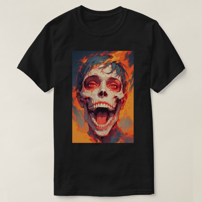 Camiseta Japanese Anime Titan Attack Skull Fire 01 (Diseño del anverso)
