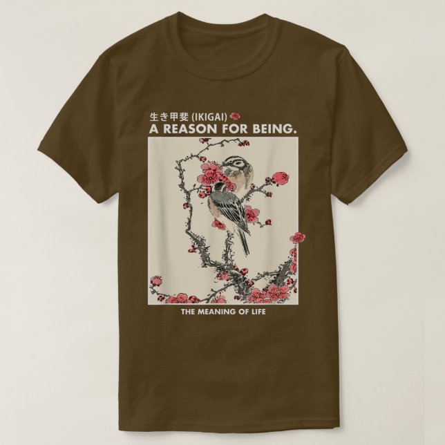 Camiseta Japanese art Ikigai Sakura Cherry blossoms Bird Uk (Diseño del anverso)
