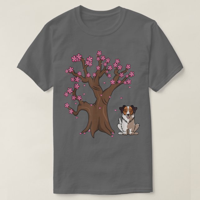 Camiseta Japanese Australian Shepherd Aussie Dog Cherry Blo (Diseño del anverso)