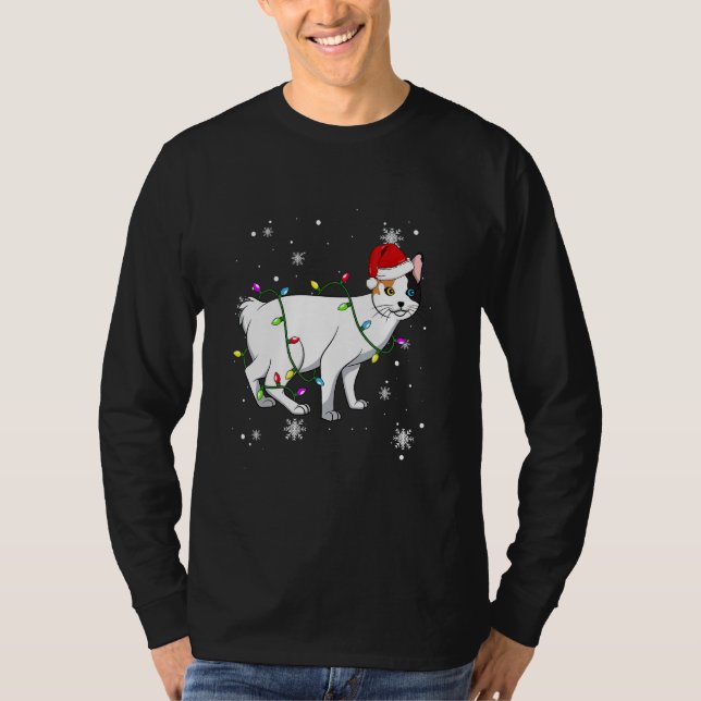 Camiseta Japanese Bobtail Cat Christmas Lights Christmas Ca (Anverso)