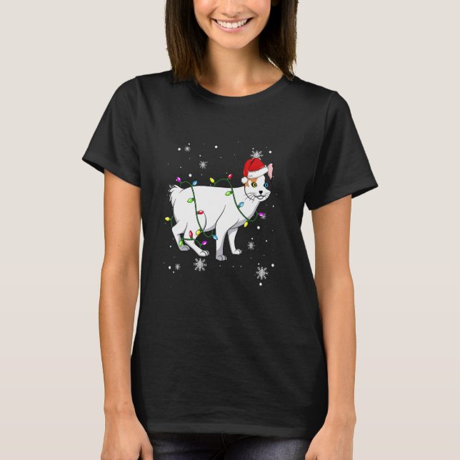 Camiseta Japanese Bobtail Cat Christmas Lights Christmas Ca (Anverso)