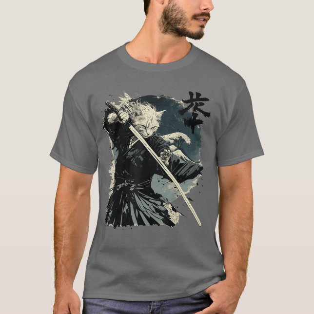 Camiseta Japanese Cat Katana Japan Samurai friend (Anverso)