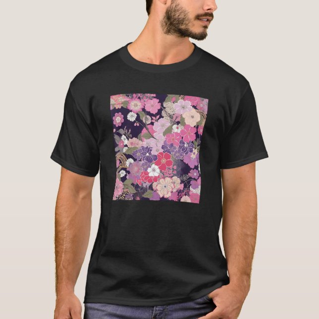 Camiseta Japanese Cherry Blossom Flower Pink Sakura Floral  (Anverso)