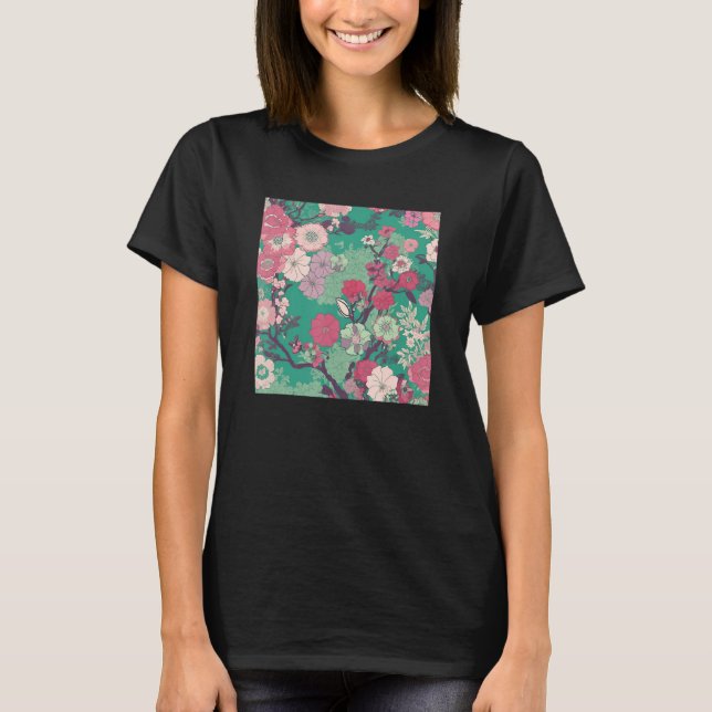 Camiseta Japanese Cherry Blossom Flower Pink Sakura Floral  (Anverso)
