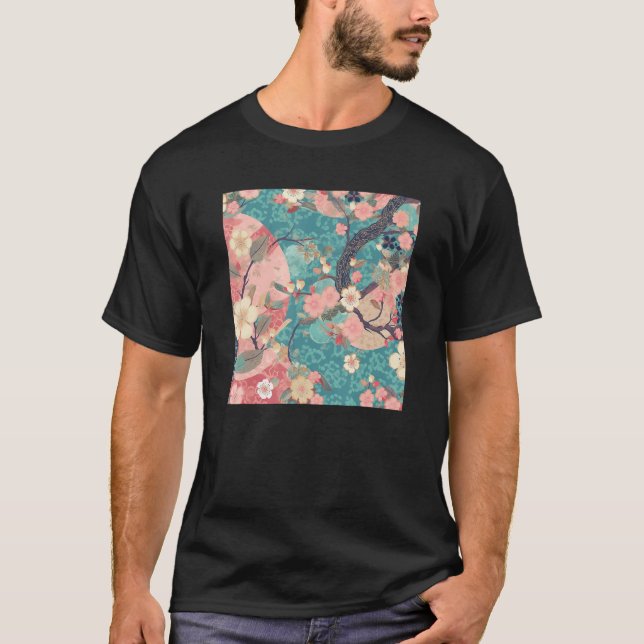 Camiseta Japanese Cherry Blossom Flower Pink Sakura Floral  (Anverso)