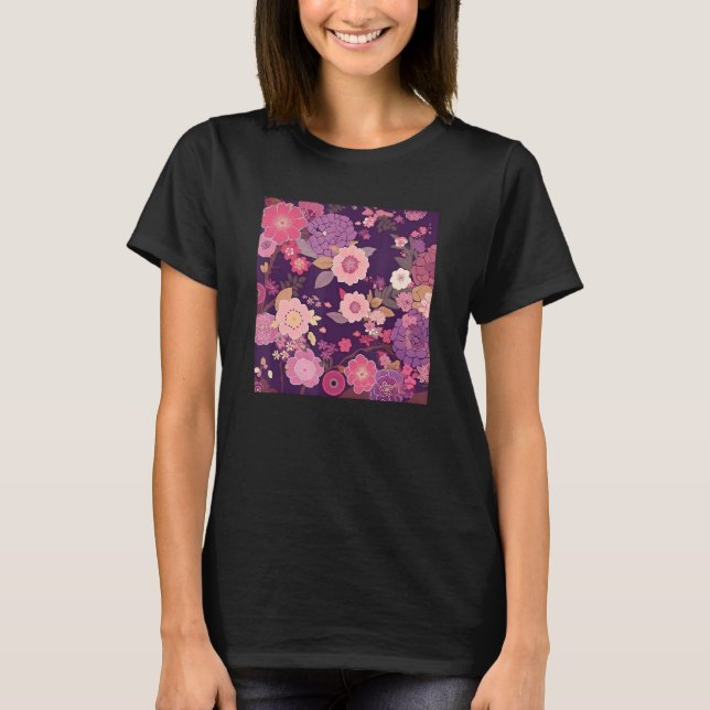 Camiseta Japanese Cherry Blossom Flower Pink Sakura Floral  (Anverso)