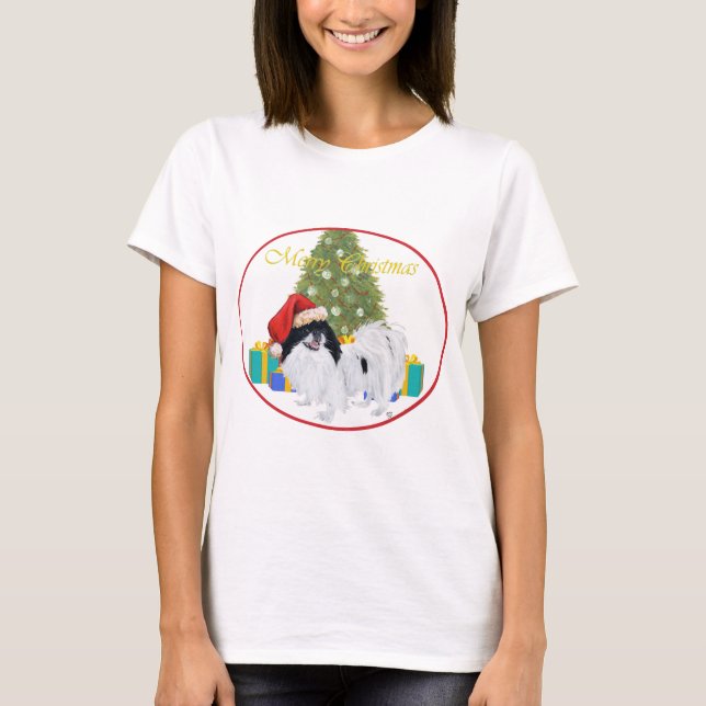 Camiseta Japanese Chin Feliz Navidad (Anverso)