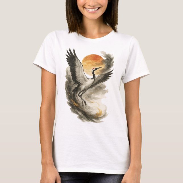 Camiseta 【Japanese Crane Spirit Art Women’s T-Shirt】 (Anverso)
