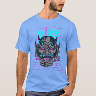 Camiseta Japanese Demon Harajuku Oni Face Mask Glitch Retro