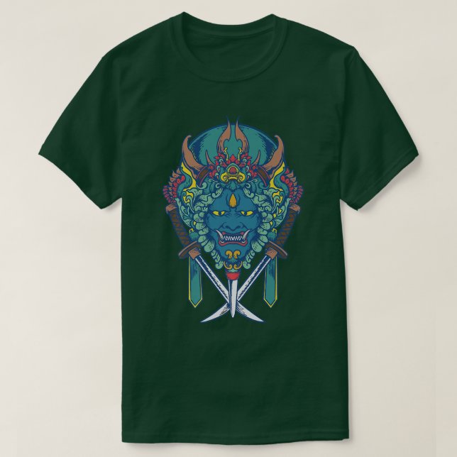 Camiseta Japanese Demon Mask Oni Samurai Mask Demon  (2) (Diseño del anverso)