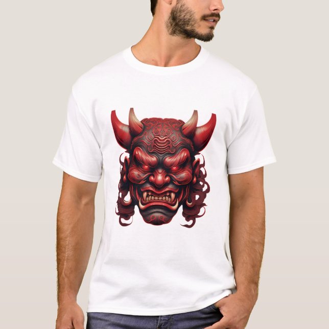 Camiseta Japanese Demon Mask – Symbol of Fear and P T-Shirt (Anverso)