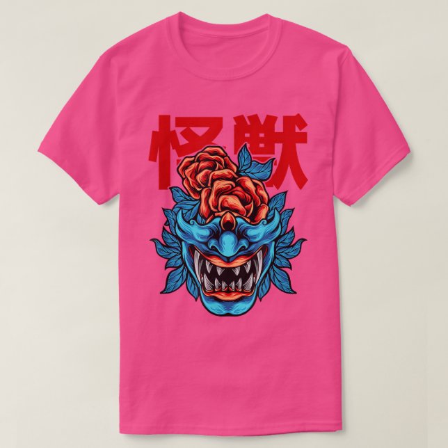 Camiseta Japanese Demon Samurai Oni Face Mask Glitch  (Diseño del anverso)