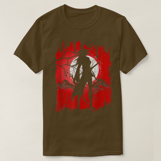 Camiseta Japanese Female Samurai Shadow Girl, Samurai  (2) (Diseño del anverso)