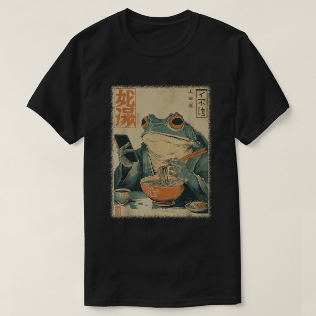 Camiseta Japanese Frog Ramen Art Funny Ukiyo-e Shirt (Diseño del anverso)