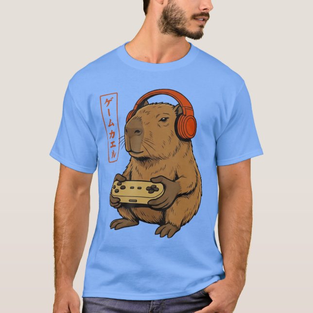 Camiseta Japanese Gamer Capybara Art Men Women Boys Funny G (Anverso)