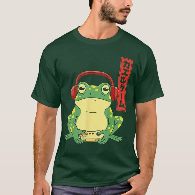 Camiseta Japanese Gamer Frog Art Men Women Boys Funny Vinta (Anverso)