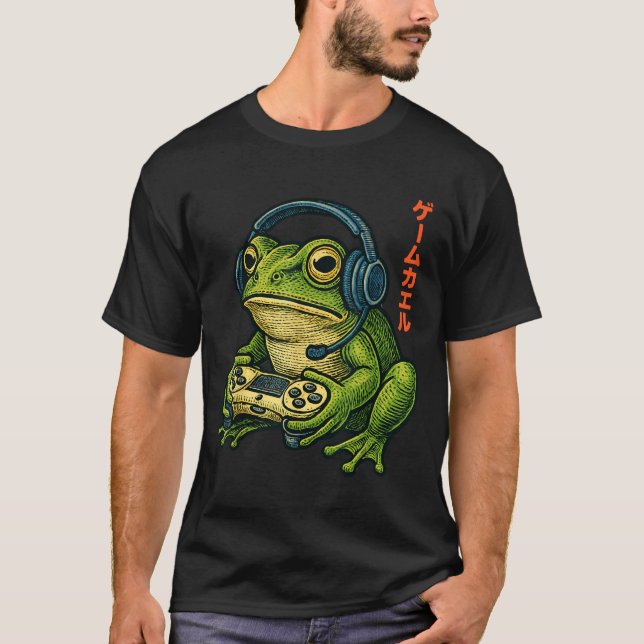 Camiseta Japanese Gamer Frog Art Men Women Boys Funny Vinta (Anverso)