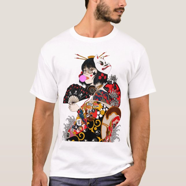 Camiseta Japanese Geisha Cool Girl Urban Style  (Anverso)