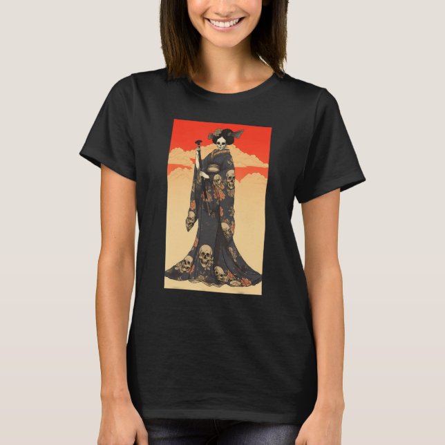 Camiseta Japanese Geisha Skeleton  Geisha Skull (Anverso)