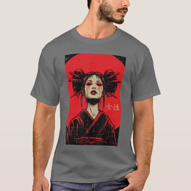 Camiseta Japanese Geisha Woman Crying Blood Art Women Girls (Anverso)