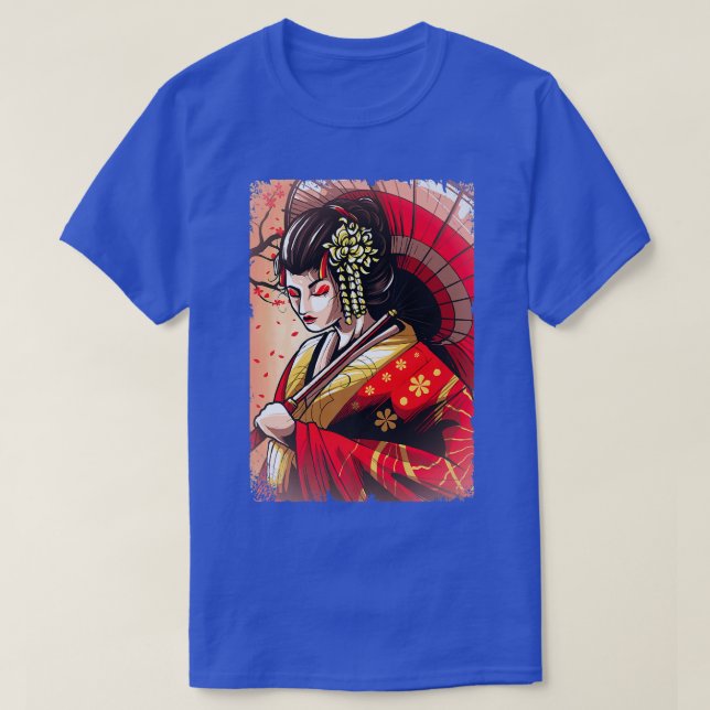 Camiseta Japanese Geisha Women Cherry Blossom  (Diseño del anverso)