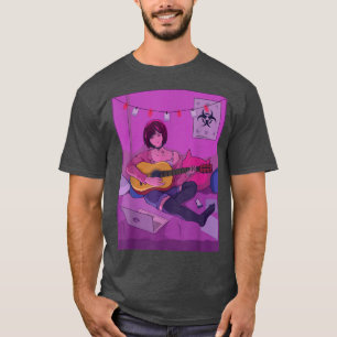 Camiseta Japanese Girl Playing Guitar Anime Manga Graphic A