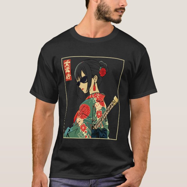 Camiseta Japanese Gothic Samurai Art Woman With Katana Swor (Anverso)