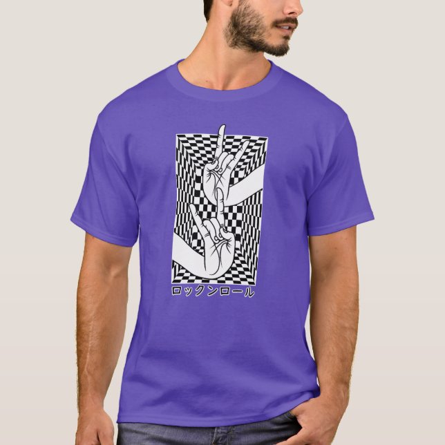 Camiseta Japanese Hands With Rock N Roll Mudra On Chess ret (Anverso)