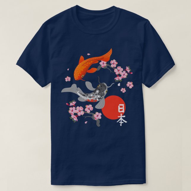 Camiseta Japanese Koi Carp Fish Nishikigoi Fish Sakura Cher (Diseño del anverso)