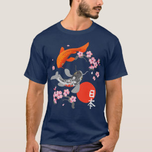 Camiseta Japanese Koi Carp Fish Nishikigoi Fish Sakura Cher
