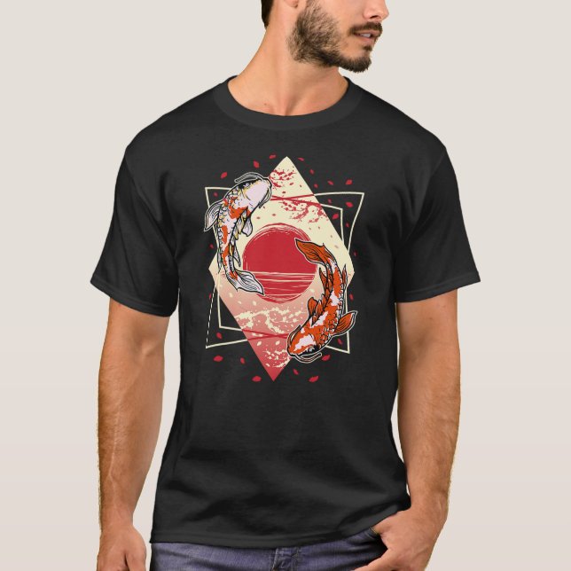 Camiseta Japanese Koi Carp Nishikigoi Fish Cherry Blossoms (Anverso)