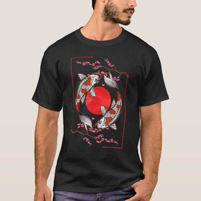Camiseta Japanese Koi Carp Sakura Retro Japan Koi Carp (Anverso)