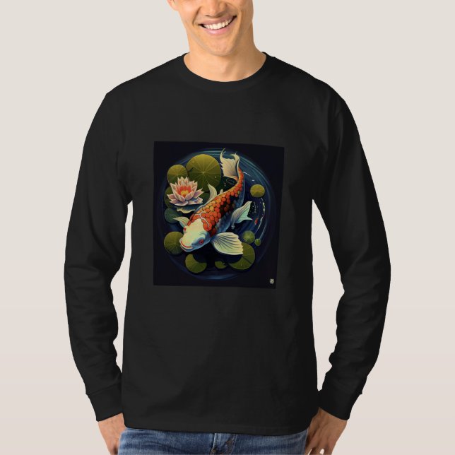 Camiseta Japanese Koi fish Carp Lilly pad Lotus Flower (Anverso)