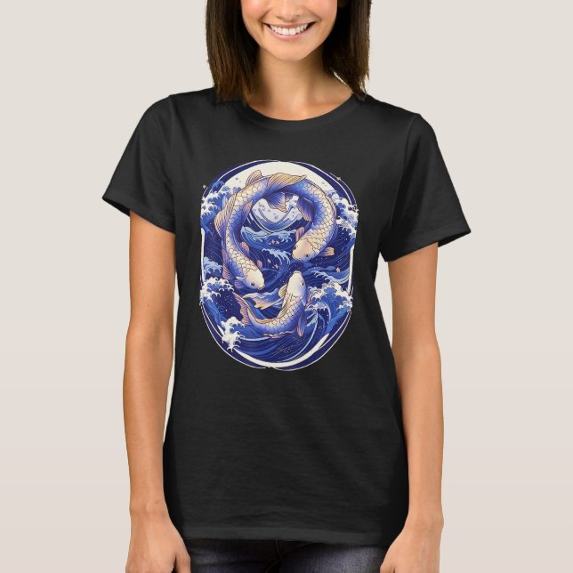 Camiseta Japanese Koi Fish Ocean Wave Tattoo Symbolism Sere (Anverso)