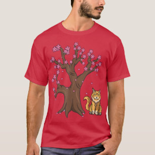 Camiseta Japanese Maine Coon Cat Mom Cherry Blossom 