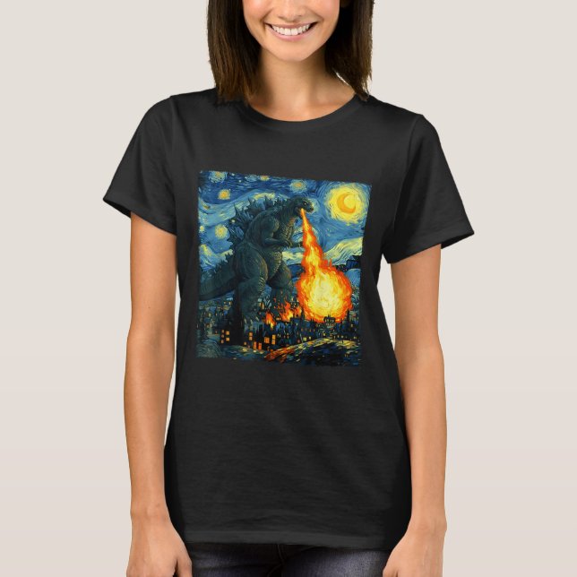 Camiseta Japanese Monster Kaiju Van Gogh Starry Night  (Anverso)
