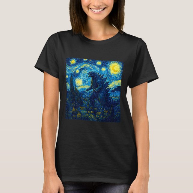Camiseta Japanese Monster Kaiju Van Gogh Starry Night  (Anverso)