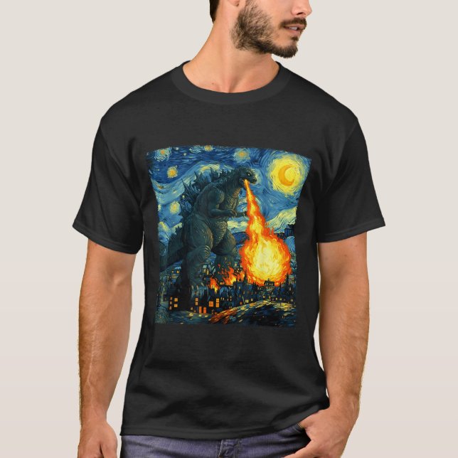 Camiseta Japanese Monster Kaiju Van Gogh Starry Night  (Anverso)