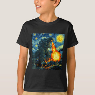 Camiseta Japanese Monster Kaiju Van Gogh Starry Night 