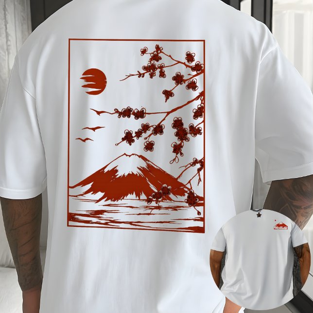 Camiseta Japanese Mountain Sunset Sakura Blossom art  (Subido por el creador)