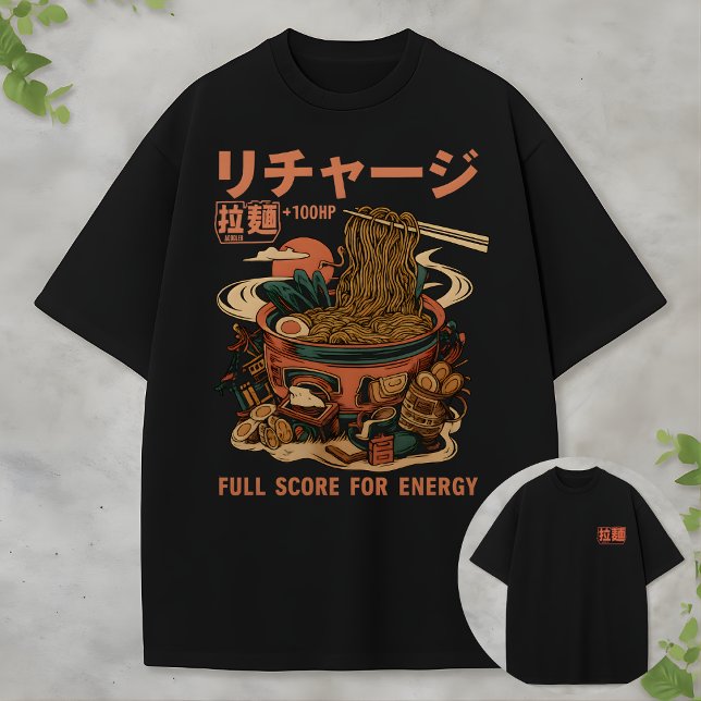 Camiseta Japanese Noodle Bowl Graphic Recharge +100HP (Subido por el creador)