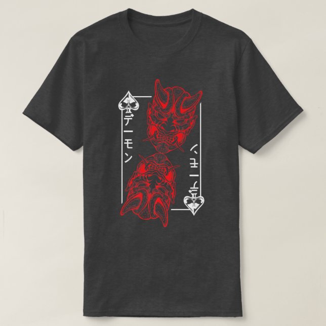 Camiseta Japanese Oni Mask Demon Mask Bushido Samurai Stree (Diseño del anverso)