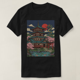 Camiseta Japanese Pagoda Dragon Sunset