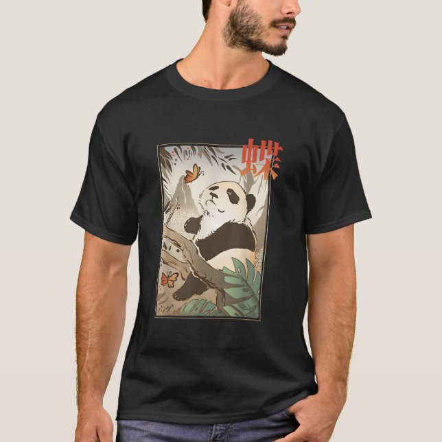 Camiseta Japanese Panda Bear Japan Butterfly Animal Nature (Anverso)