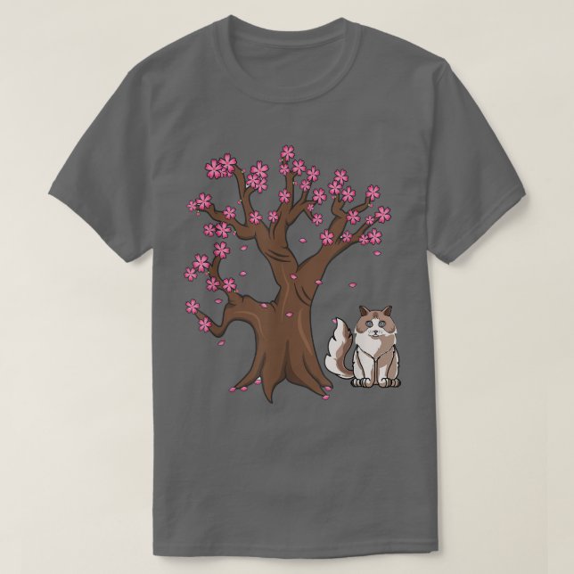Camiseta Japanese Ragdoll Cat Mom Cherry Blossom  (Diseño del anverso)