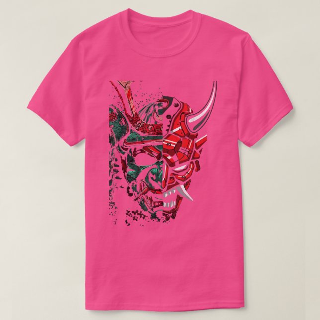 Camiseta Japanese Red Samurai Oni Mask Ogre  (2) (Diseño del anverso)