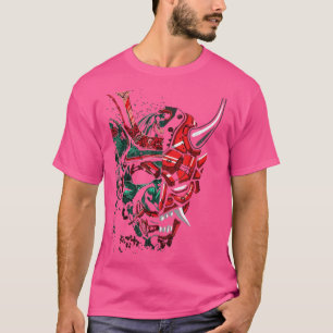 Camiseta Japanese Red Samurai Oni Mask Ogre  (2)
